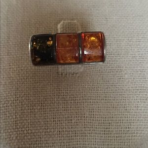 Amber sterling silver ring